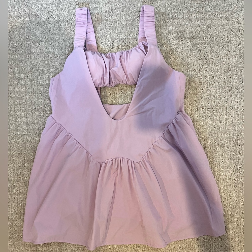 Amazon Lavender Sleeveless Cutout Babydoll Dress